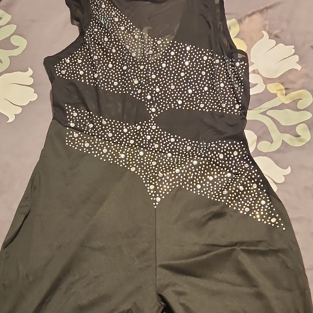 Black Jumpsuit with Silver Studs